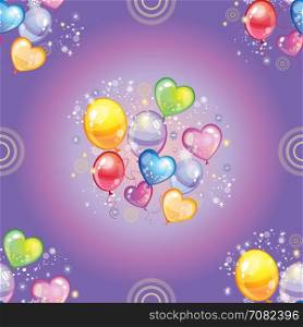 Seamless pattern with colorful balloons on purple background vector illustration