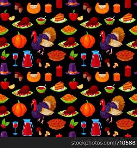 Seamless pattern with colorful cartoon object for thanksgiving day.Vector illustration.