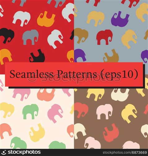 Seamless pattern with colorful elephants for textile, book cover, packaging.. Seamless pattern. Texture with colorful elephants. Can be used for textile, website background, book cover, packaging.