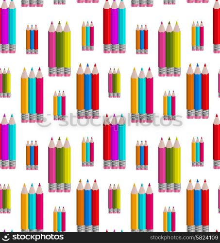Seamless Pattern with Colorful Pencils. Illustration Seamless Pattern with Colorful Pencils - Vector
