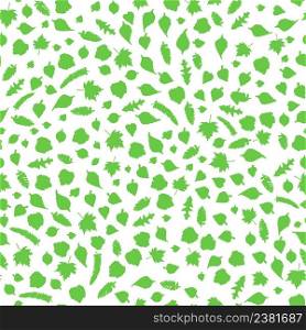 Seamless pattern with colorful summer green leaves. Natural floral seamless pattern with leaves