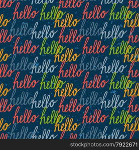 Seamless pattern with colorful vintage Hello lettering