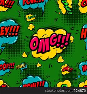 Seamless pattern with comic style speech clouds. Design element for poster, card, banner, t shirt. Vector illustration