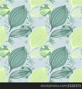 Seamless pattern with contemporary leaves. Creative floral leaf wallpaper. Doodle style. Modern design for fabric, textile print, surface, wrapping, cover, greeting card. Vector illustration. Seamless pattern with contemporary leaves. Creative floral leaf wallpaper.