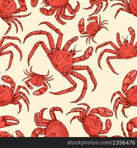 Seamless pattern with crabs. Design element for poster, card, banner, flyer. Vector illustration