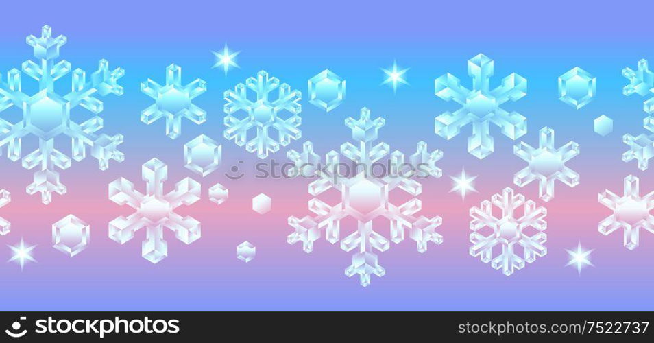 Seamless pattern with crystal snowflakes. Background for Merry Christmas and Happy New Year.. Seamless pattern with crystal snowflakes.