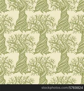 Seamless pattern with curling trees.