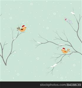 Seamless pattern with cute birds on winter background,for decorative,kid product,fashion,fabric,wallpaper and all print,vector illustration