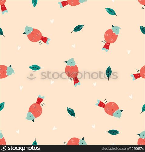 Seamless pattern with cute birds, Vector illustration. For textures, prints, gift boxes, wrapping paper. Seamless pattern with cute birds. Vector design