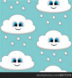 Seamless pattern with cute cartoon Cloud with Rain
