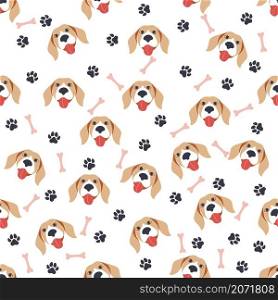 Seamless pattern with cute cartoon dogs muzzle labrador. Seamless patterns with cute cartoon dogs muzzles. Dalmatian, Terrier, Bulldog
