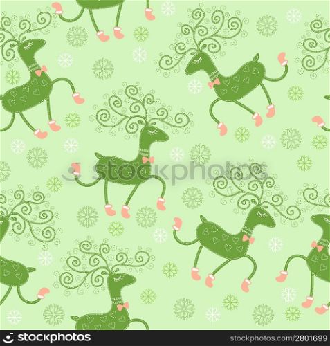 Seamless pattern with cute deers