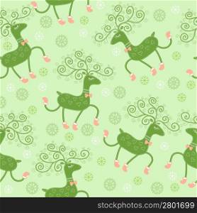 Seamless pattern with cute deers