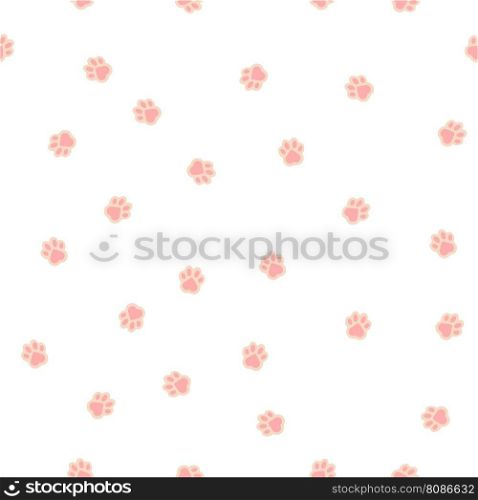 Seamless pattern with cute delicate pink cat paws. vector illustration.