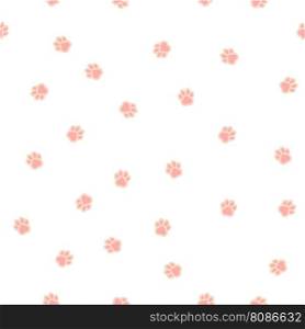 Seamless pattern with cute delicate pink cat paws. vector illustration.