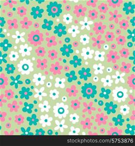 Seamless pattern with cute flowers. Vector illustration.. Seamless pattern with cute flowers.