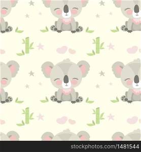 Seamless pattern with cute koala bear,vector illustration. Seamless pattern with cute koala bear