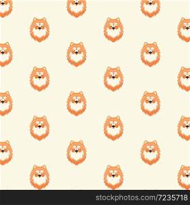 Seamless pattern with cute pomeranian dogs.