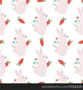 Seamless pattern with cute rabbits and carrots. Easter holiday decoration, wallpaper. Seamless pattern with cute rabbits. Easter holiday decoration