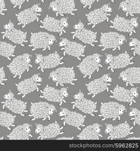 Seamless pattern with cute sheep. Vector illustration.