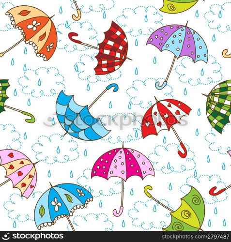 Seamless pattern with cute umbrellas