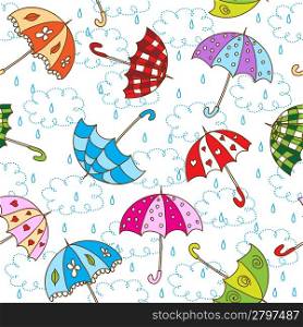 Seamless pattern with cute umbrellas