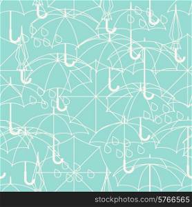 Seamless pattern with cute umbrellas in flat design style.