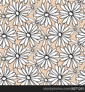 Seamless pattern with daisy flower. Daisy flower seamless pattern, pastel color background