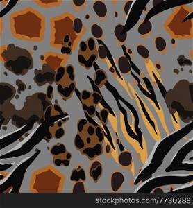 Seamless pattern with decorative animal print. African savannah fauna trendy stylized ornament, fur texture.. Seamless pattern with decorative animal print. African savannah fauna stylized ornament, fur texture.