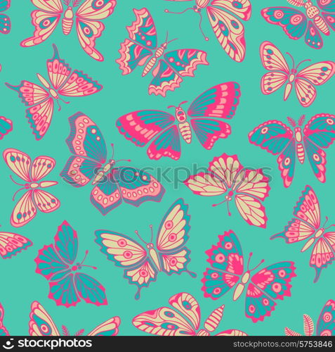 Seamless pattern with decorative butterflies. Vector illustration.. Seamless pattern with decorative butterflies.