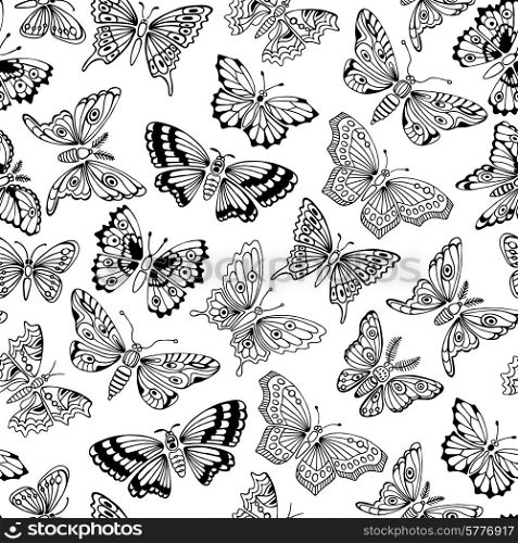 Seamless pattern with decorative butterflies. Vector illustration.. Seamless pattern with decorative butterflies.