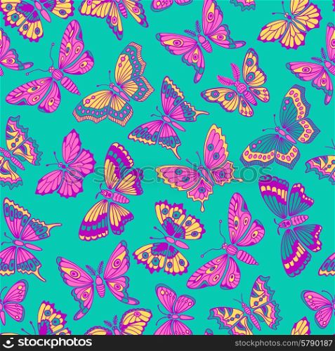 Seamless pattern with decorative butterflies. Vector illustration.. Seamless pattern with decorative butterflies.