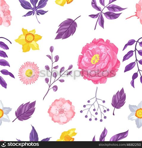 Seamless pattern with decorative delicate flowers. Easy to use for backdrop, textile, wrapping paper, wallpaper.