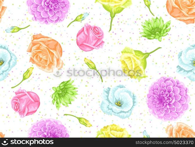 Seamless pattern with decorative delicate flowers. Easy to use for backdrop, textile, wrapping paper, wallpaper.