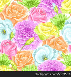 Seamless pattern with decorative delicate flowers. Easy to use for backdrop, textile, wrapping paper, wallpaper.