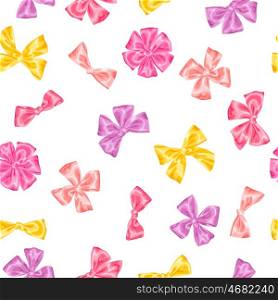Seamless pattern with decorative delicate satin gift bows and ribbons. Seamless pattern with decorative delicate satin gift bows and ribbons.