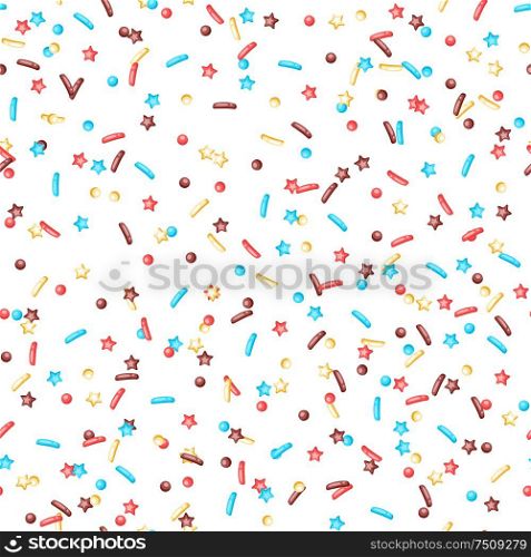Seamless pattern with decorative donut sprinkles. Background of donuts glaze.. Seamless pattern with decorative donut sprinkles.