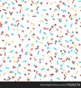 Seamless pattern with decorative donut sprinkles. Background of donuts glaze.. Seamless pattern with decorative donut sprinkles.