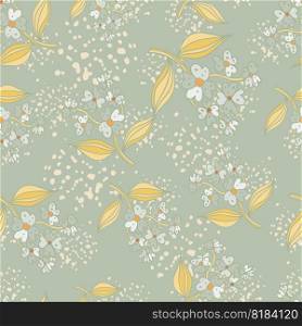 Seamless pattern with decorative flowers. Floral background. Cute plants endless backdrop. Design for fabric, textile print, wrapping paper, cover. Vector illustration. Seamless pattern with decorative flowers. Floral background. Cute plants endless backdrop.