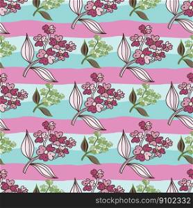 Seamless pattern with decorative flowers. Floral background. Cute plants endless backdrop. Design for fabric, textile print, wrapping paper, cover. Vector illustration. Seamless pattern with decorative flowers. Floral background. Cute plants endless backdrop.