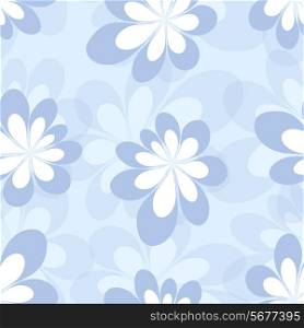 Seamless pattern with decorative flowers on blue background. Vector illustration
