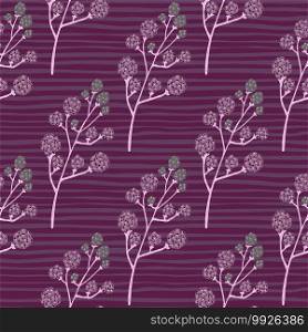 Seamless pattern with decorative hand drawn blackberry ornament. Purple print with striped background. Perfect for fabric design, textile print, wrapping, cover. Vector illustration.. Seamless pattern with decorative hand drawn blackberry ornament. Purple print with striped background.
