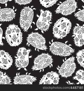 Seamless pattern with decorative hedgehogs. Cute kids background.. Seamless pattern with decorative hedgehogs. Cute kids background. Vector illustration.