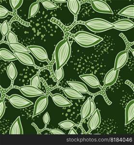 Seamless pattern with decorative leaves. Hand drawn exotic botanical texture. Sketch jungle leaf seamless wallpaper. Vector floral background. Design for fabric, textile print, wrapping, cover. Seamless pattern with decorative leaves. Hand drawn exotic botanical texture. Sketch jungle leaf seamless wallpaper.