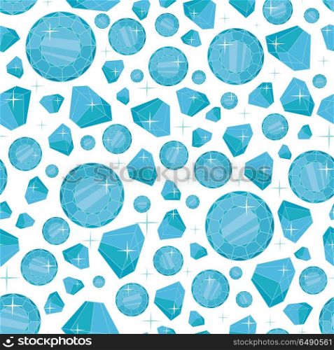 Seamless Pattern with Diamonds of Different Size.. Seamless pattern with diamonds of different size. Luxury jewelry concept. Precious stones on white background. Endless texture for your design, romantic greeting cards, announcements, fabrics. Vector
