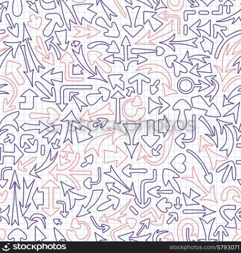 Seamless pattern with different arrows. Vector illustration.