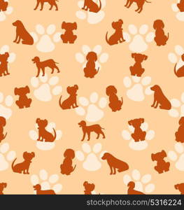 Seamless Pattern with Different Breeds of Dogs, Texture with Silhouettes Canines. Seamless Pattern with Different Breeds of Dogs, Texture with Silhouettes Canines - Illustration Vector