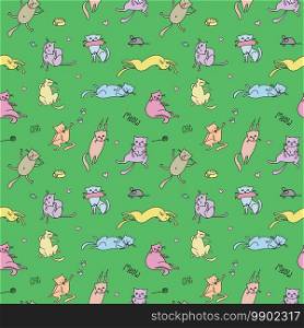 Seamless pattern with different funny cats,vector illustration
