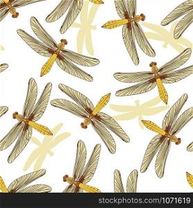 Seamless Pattern with Dragonflies isolated on white background. Design element for textile, fabrics, wallpaper, scrapbooking or etc. Vector illustration.. Seamless Pattern with Dragonflies isolated on white background.