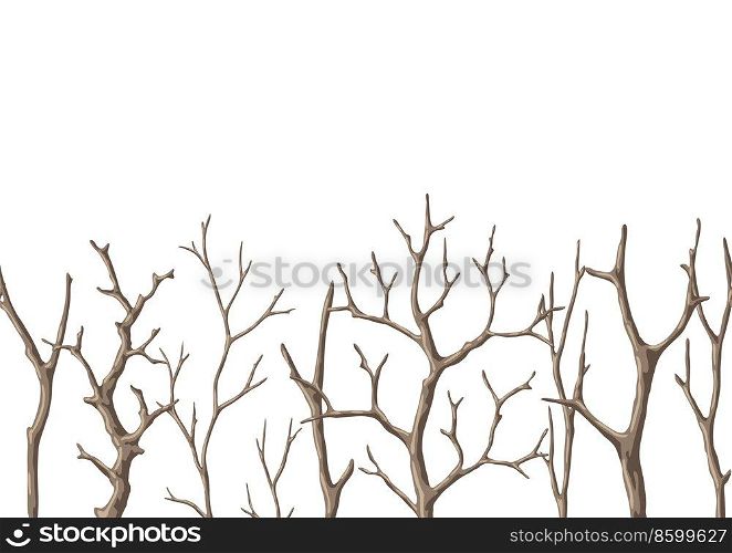Seamless pattern with dry bare branches. Decorative natural twigs. Autumn or winter illustration.. Seamless pattern with dry bare branches. Decorative natural twigs.